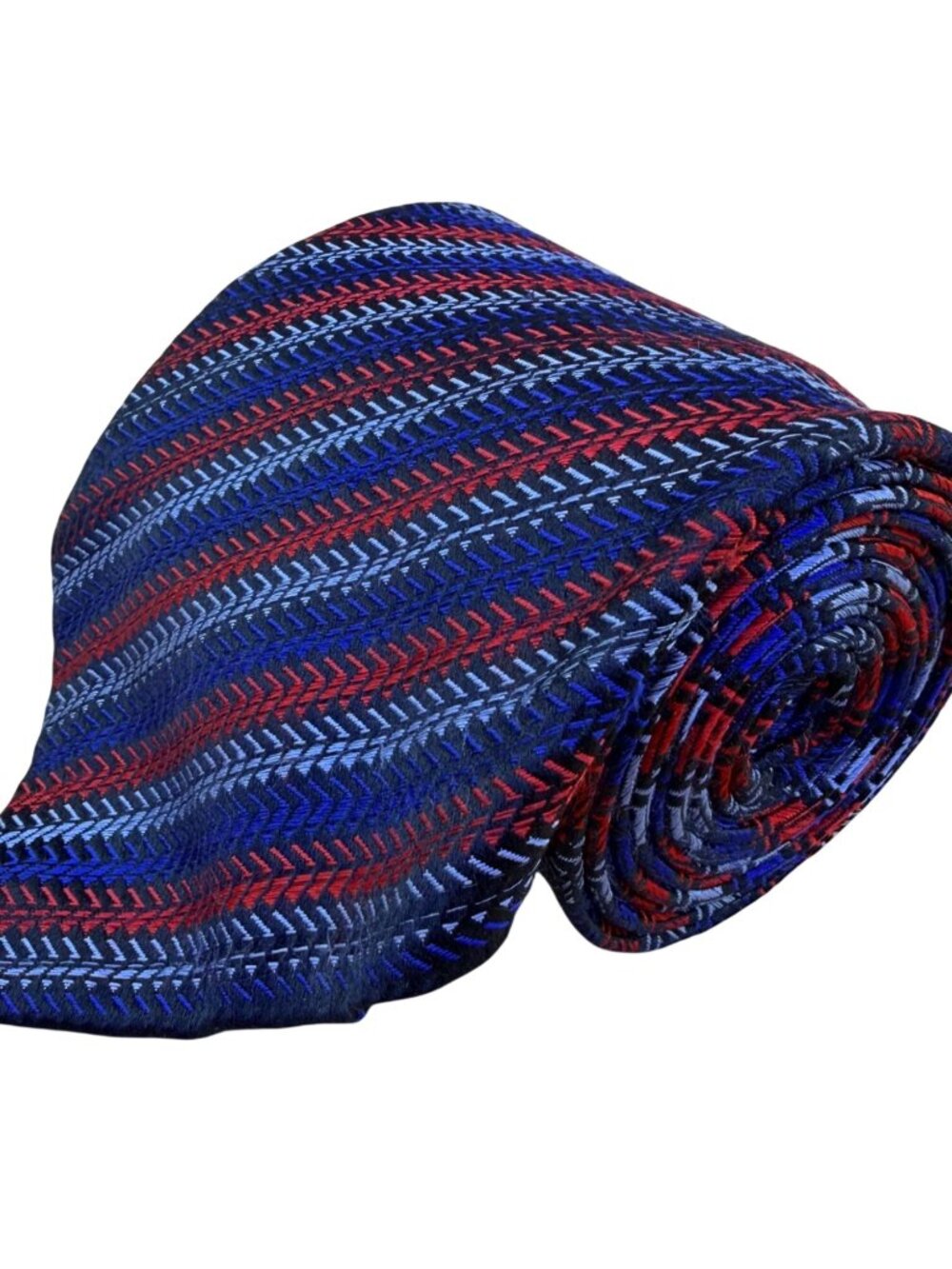 XMI Platinum Mens Red & Blue Silk Handmade Tie Imported From England